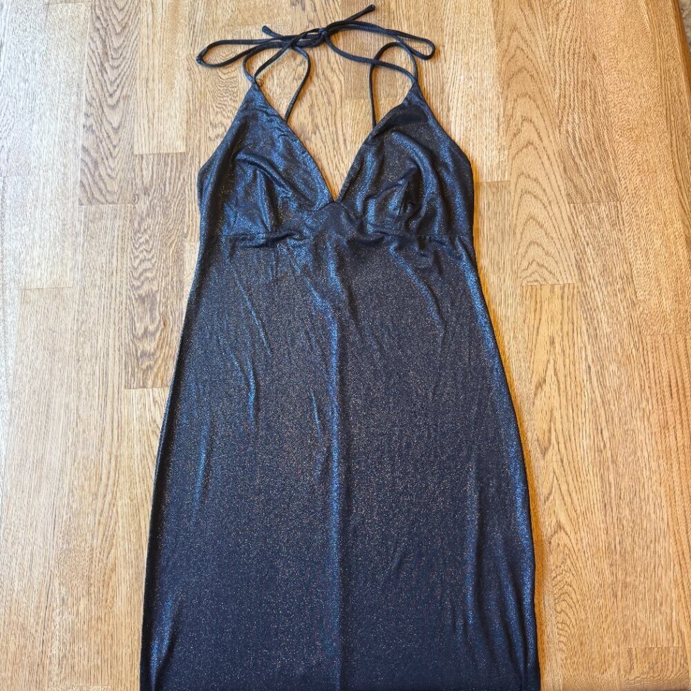 Forever 21 Black Shimmer Maxi Dress Size Small - Picture 5 of 10